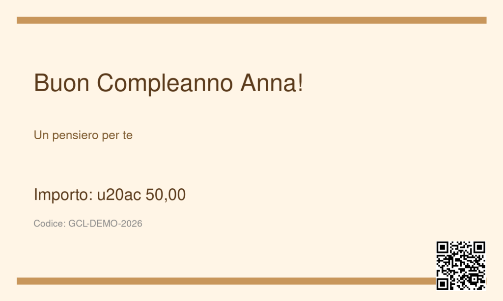 Gift Card — Scegli tu (10€ — 200€)
