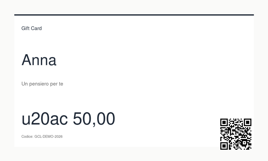 Gift Card — Importi classici